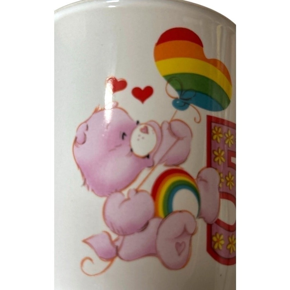 Care Bears Cheer Bear 8oz Mug 5th Birthday Heart Rainbow Party Fiesta Vintage - Picture 3 of 8
